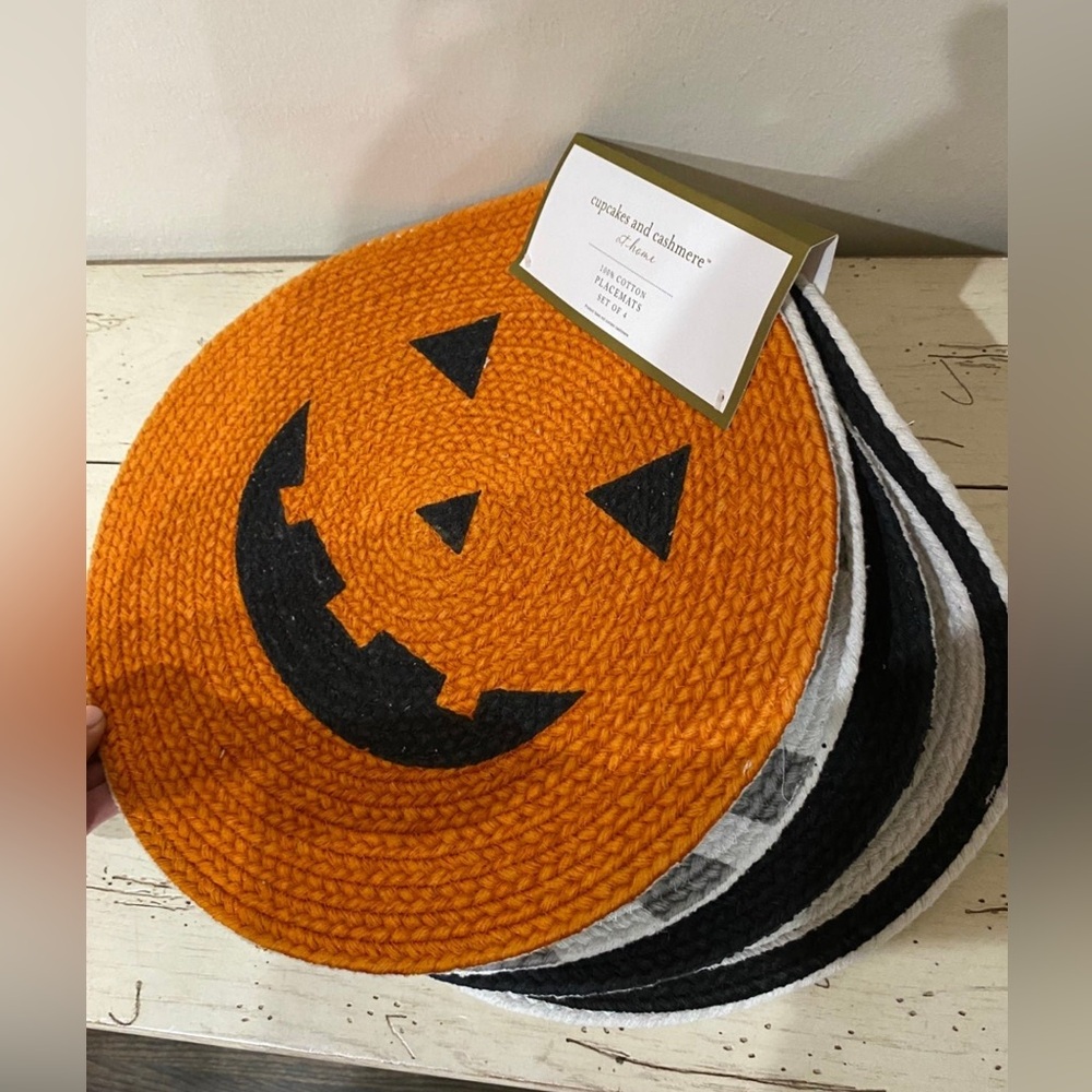 Cupcakes and Cashmere Halloween Pumpki, Mummy, Ghost, Black Cat Round placemats